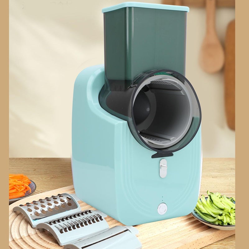 Electric Cheese Grater Vegetable Shredder Electric Salad Machine With 3 Blades Slicer Shredder For Kitchen Vegetables Cheeses Nuts Green - Image 5