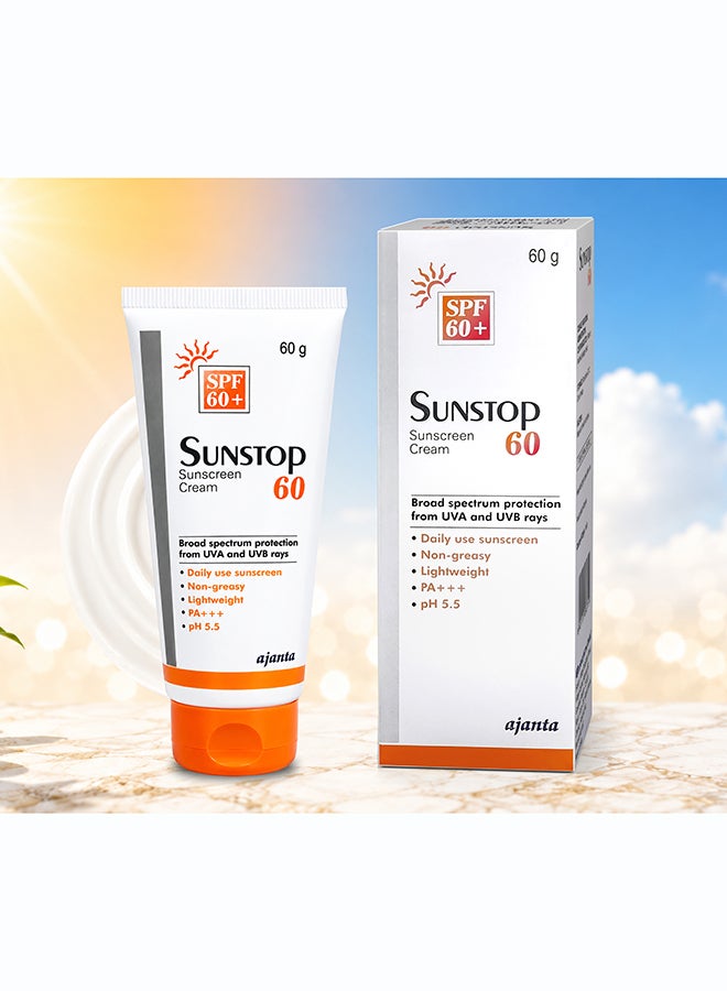 Ajanta SUNSTOP Cream 60g | Daily Sunscreen & Moisturizer for Face | Helps Protect Skin from Sun UV Exposure | Suitable for All Skin Types | Face Sun Protection Cream - Image 3