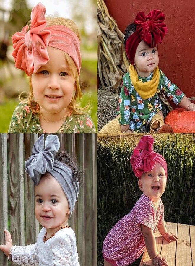 WHISKET - Baby Girl Bows Baby Headbands Velvet Bowknot Bow Headbands Hairband Knot Turban Headwraps Hair Bows Accessories for Kids (4) - Image 5