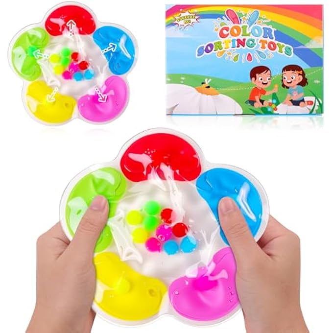 Ainiv Anti Stress Sensory Toy for Kids, Color Sorting Sensory Toys, Color Matching Educational Toys for Preschool Kids - Flower - Image 1