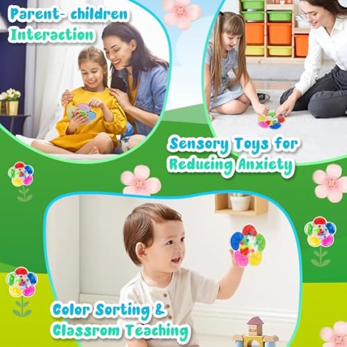 Ainiv Anti Stress Sensory Toy for Kids, Color Sorting Sensory Toys, Color Matching Educational Toys for Preschool Kids - Flower - Image 3