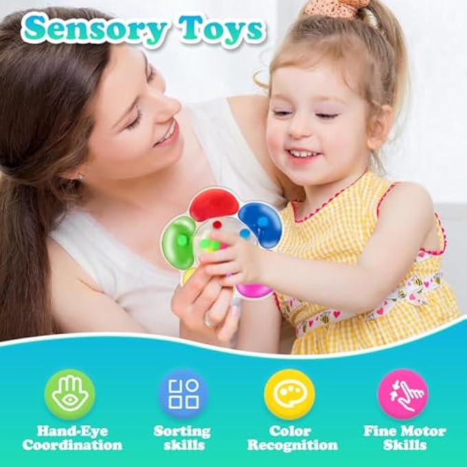 Ainiv Anti Stress Sensory Toy for Kids, Color Sorting Sensory Toys, Color Matching Educational Toys for Preschool Kids - Flower - Image 2