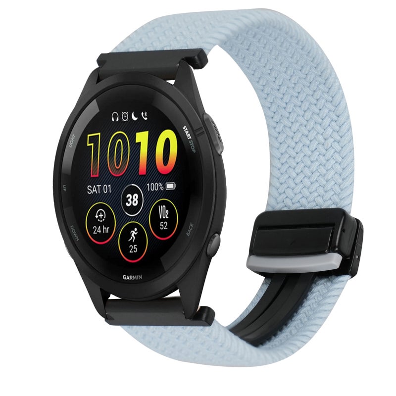 S-TOP For Garmin Forerunner 265 Music 22mm Magnetic Buckle Braided Watch Band(Blue) - Image 1