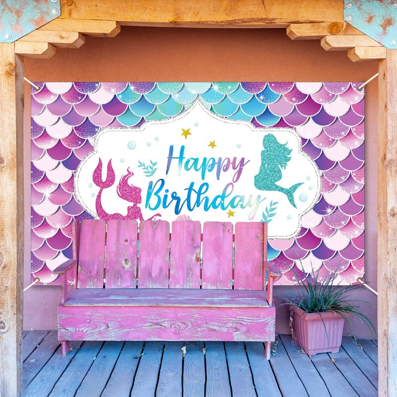 Tevxj Mermaid Birthday Party Decorations Under The Sea Birthday Party for Girl Princess Large Mermaid Themed Birthday backgroud Backdrop for Indoor Outdoor Car Party Decorations Supplies - Image 4