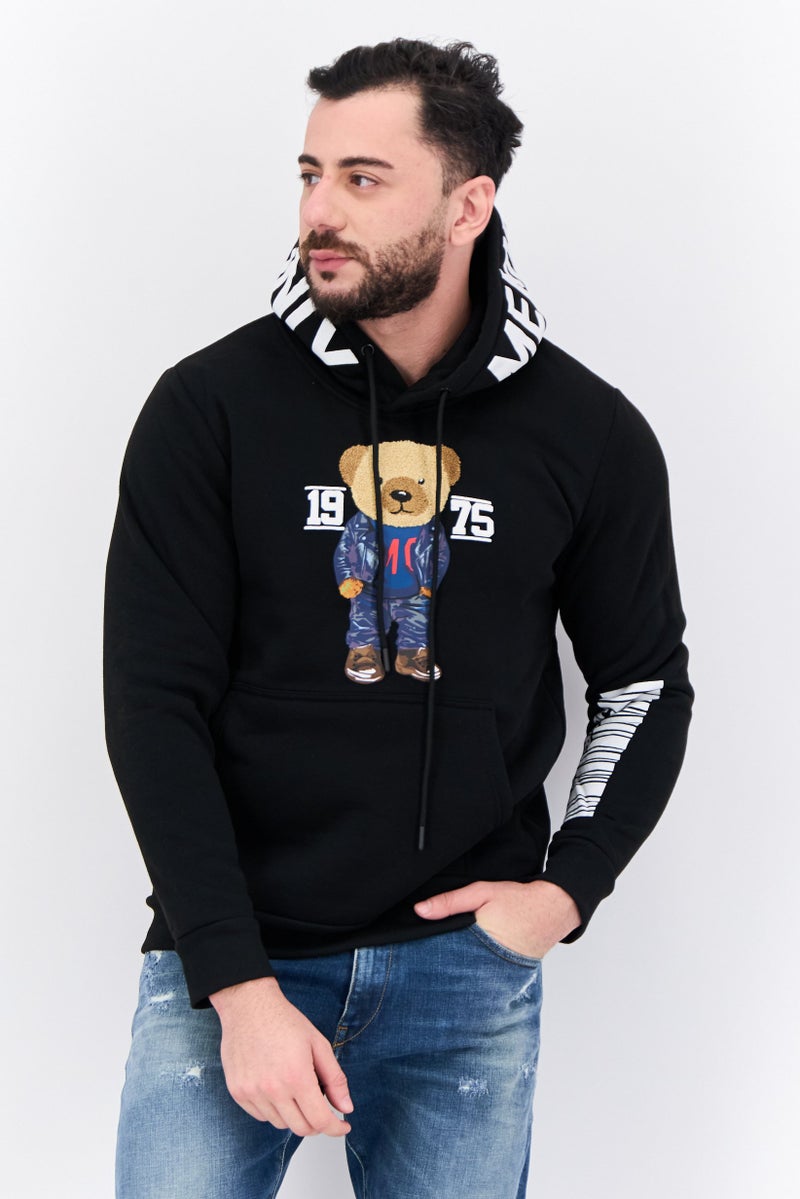 MEMBERS ONLY Men Hooded Graphic Print Long Sleeves Sweatshirt, Black - Image 1