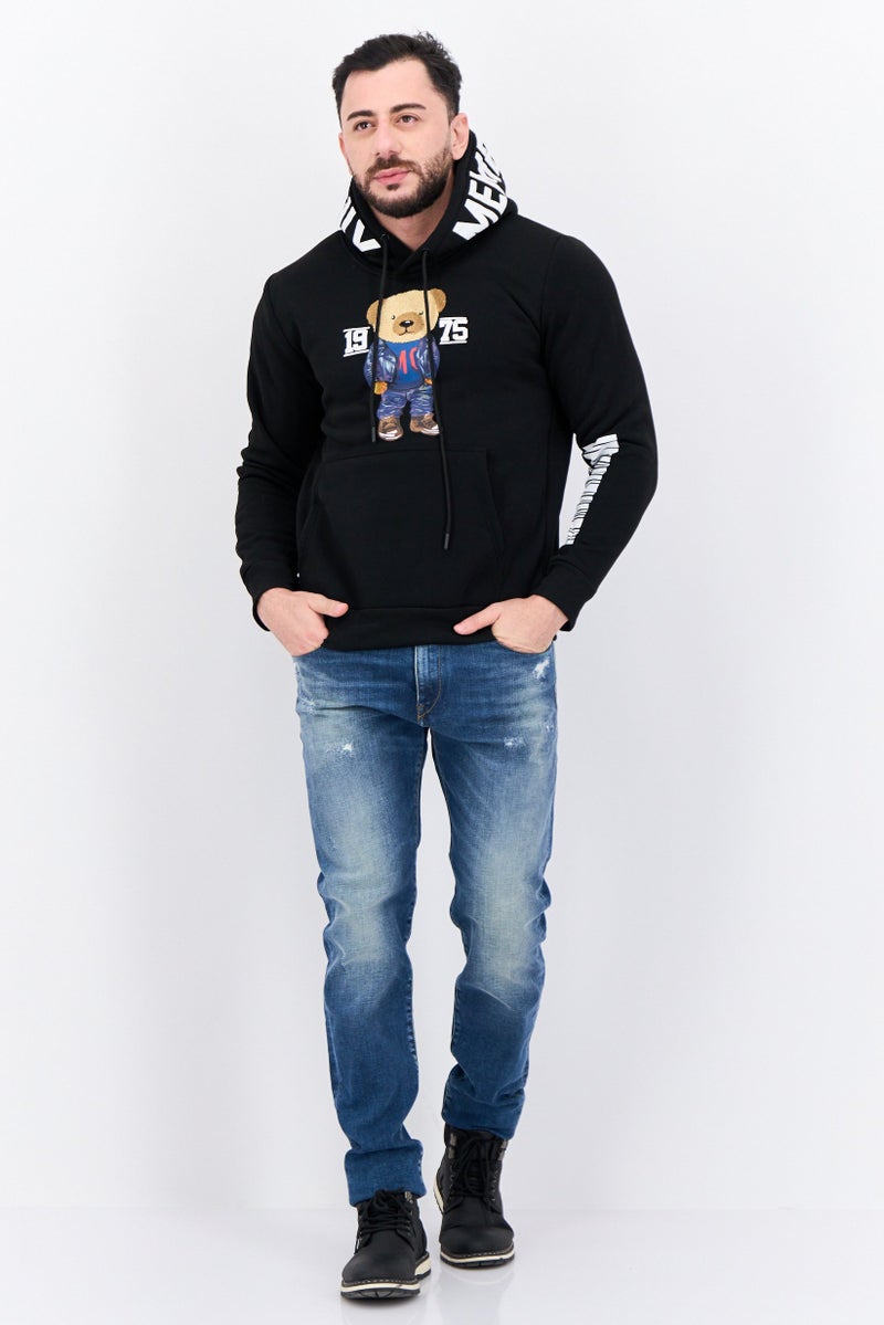 MEMBERS ONLY Men Hooded Graphic Print Long Sleeves Sweatshirt, Black - Image 4