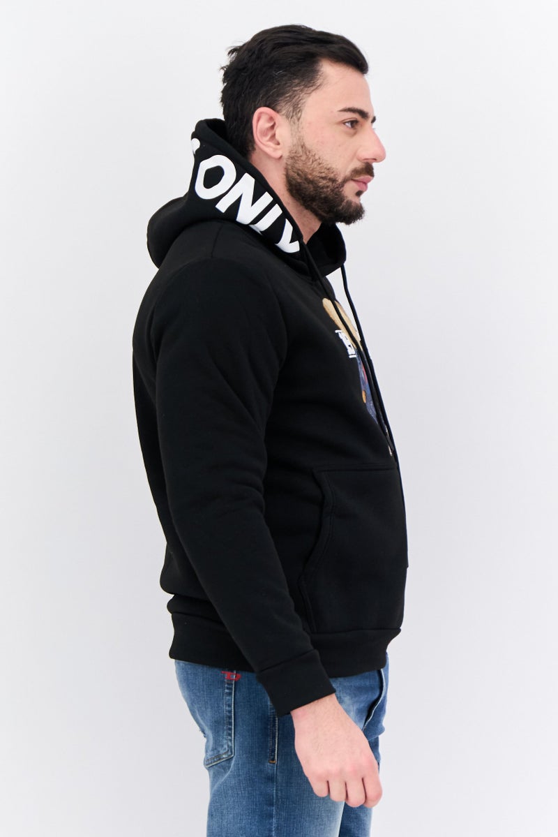 MEMBERS ONLY Men Hooded Graphic Print Long Sleeves Sweatshirt, Black - Image 2