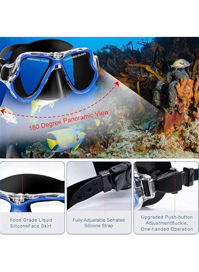 HOOKOR Dry Snorkel Set, Panoramic Wide View Snorkel Mask, Anti-Fog Tempered Glass Diving Mask, Free Breathing& Easy Adjustable Strap Scuba Mask, Professional Snorkeling Gear for Adults - Image 2