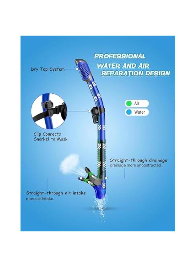 HOOKOR Dry Snorkel Set, Panoramic Wide View Snorkel Mask, Anti-Fog Tempered Glass Diving Mask, Free Breathing& Easy Adjustable Strap Scuba Mask, Professional Snorkeling Gear for Adults - Image 3