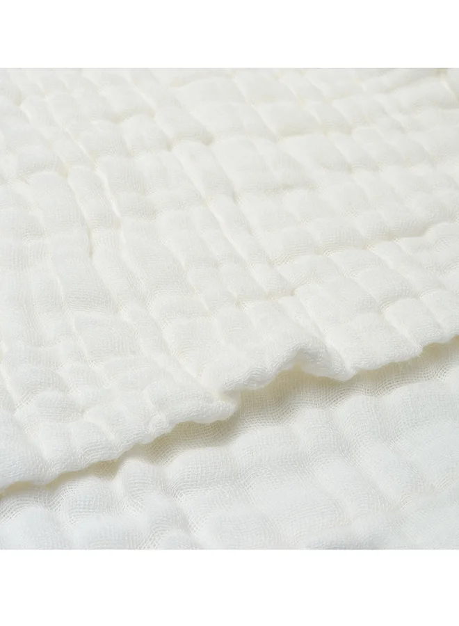 Anvi Baby Set of 2 Organic Muslin Bath Towel- Green & White 105x105cms