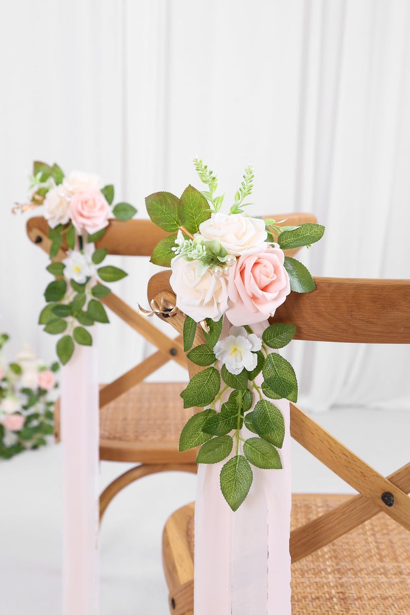 Dreambuilt 10 Wedding Aisle Decorations For Wedding Ceremony Pink Wedding Chair Decorations Flowers For Wedding Aisle Decor Church Pew Decorations - Image 3