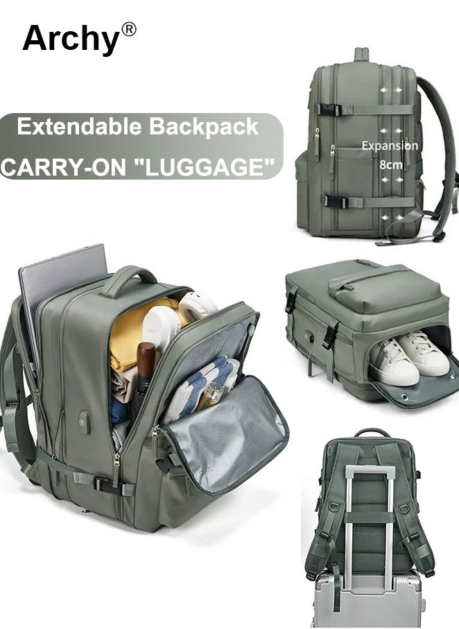 Archy High Capacity Business Travel Backpack with Smart Storage for Short Trips Expandable Luggage Bag Dry and Wet Separation Scientific Storage Business Computer Bag Simple Solid Color Design Independent Shoe Storage  - Image 2