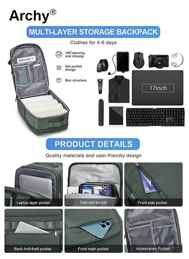 Archy High Capacity Business Travel Backpack with Smart Storage for Short Trips Expandable Luggage Bag Dry and Wet Separation Scientific Storage Business Computer Bag Simple Solid Color Design Independent Shoe Storage  - Image 4