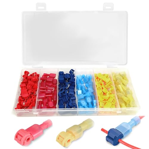 Serplex® 120Pcs T-Tap Wire Connectors Kit, Quick Wire Splice Connectors, Self-Stripping Electrical Connectors Kit, Nylon Fully Insulated Male Wire Terminals for Automotive Wire Tap (22-10 AWG) - Image 1
