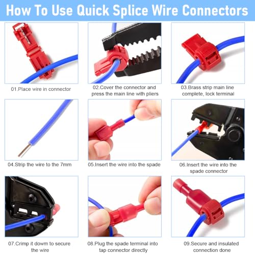 Serplex® 120Pcs T-Tap Wire Connectors Kit, Quick Wire Splice Connectors, Self-Stripping Electrical Connectors Kit, Nylon Fully Insulated Male Wire Terminals for Automotive Wire Tap (22-10 AWG) - Image 3