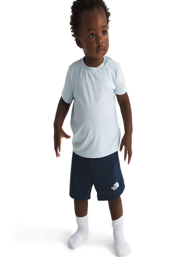 The North Face Baby 24/7 Set - Two Piece Outfit for Infant Boys & Girls, T-Shirt with Shoulder Snaps, Pull-On Shorts, Polar Haze/Summit Navy, 24 Months - Image 1