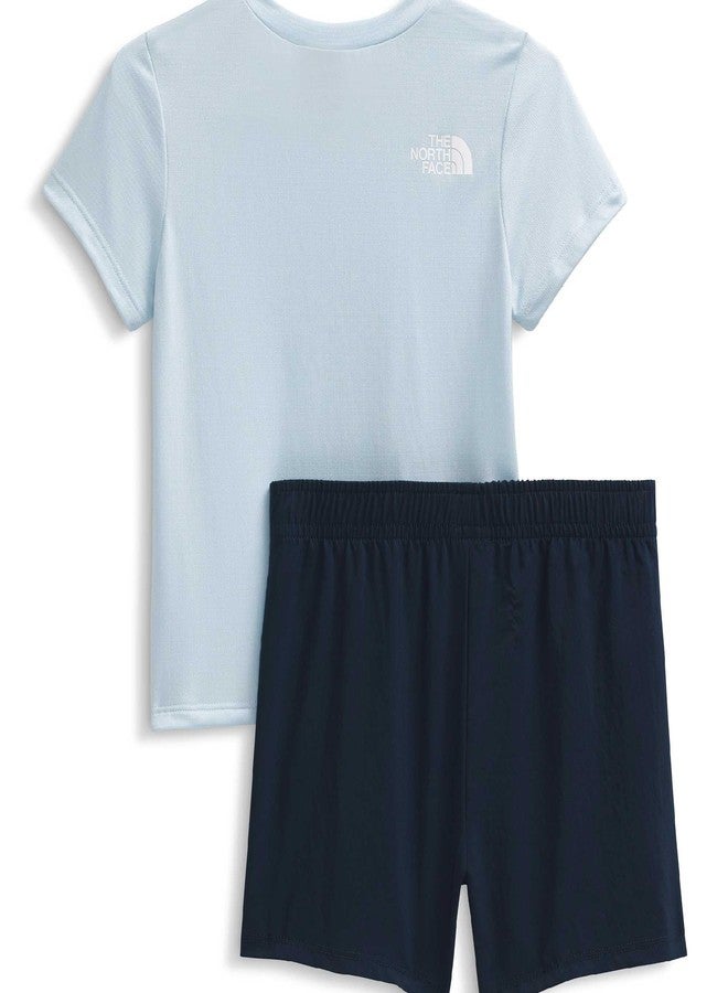 The North Face Baby 24/7 Set - Two Piece Outfit for Infant Boys & Girls, T-Shirt with Shoulder Snaps, Pull-On Shorts, Polar Haze/Summit Navy, 24 Months - Image 2