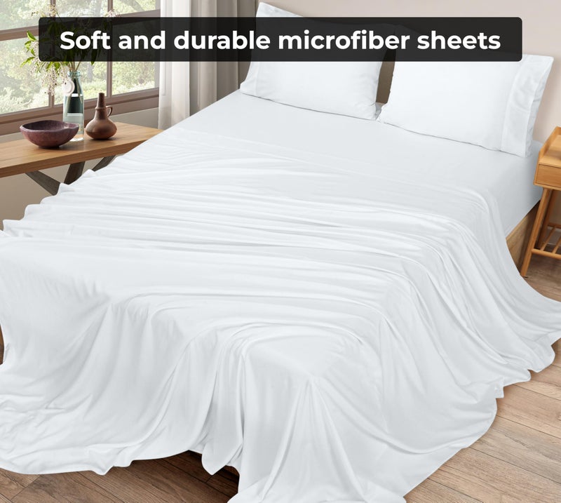 Royale Linens Full Flat Sheet - Ultra Soft Brushed 1800 Microfiber Flat Sheets Only - Wrinkle Free & Stain Resistant - Hotel Quality Top Sheet for Bed (Full, White) - Image 4