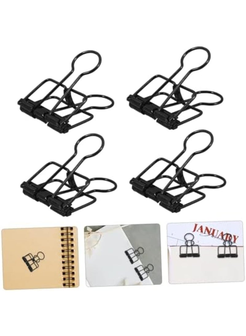 SYOSI 10pcs Hollow Metal Binder Clips for Paper Organization – Long Tail Lightweight Black Spring Clamps for Documents, Invoices, Crafts, Ideal for Office, School, and Home Use (Black) - Image 5