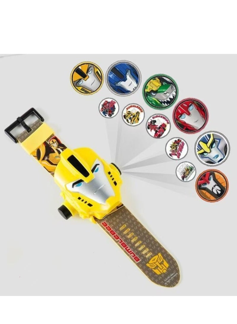 null - Kids Watch with Transformers 24 Projection Patterns Cartoons Kids Digital Wrist Watch Toys with Adjustable Strap Projector Watch-Bumblebee - Image 1