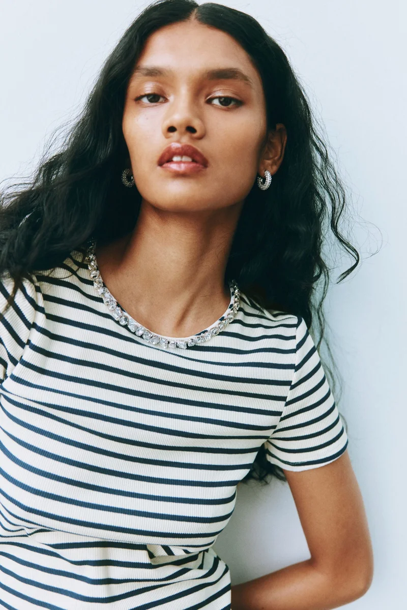 H&M Rhinestone-embellished T-shirt