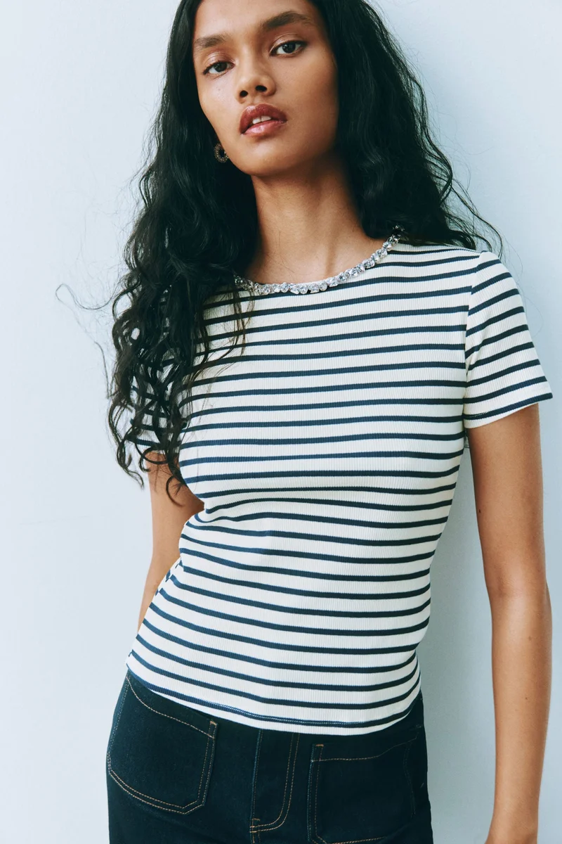H&M Rhinestone-embellished T-shirt