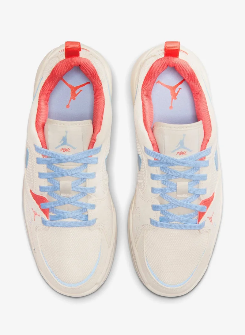 Jordan Pale Ivory / Sky Blue / Coral Paneled Lace-Up Sneaker  | Best Price UAE