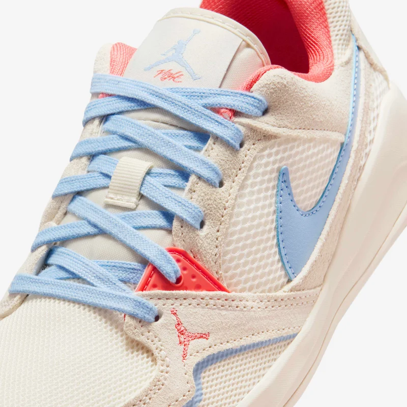 Jordan Pale Ivory / Sky Blue / Coral Paneled Lace-Up Sneaker  | Best Price UAE