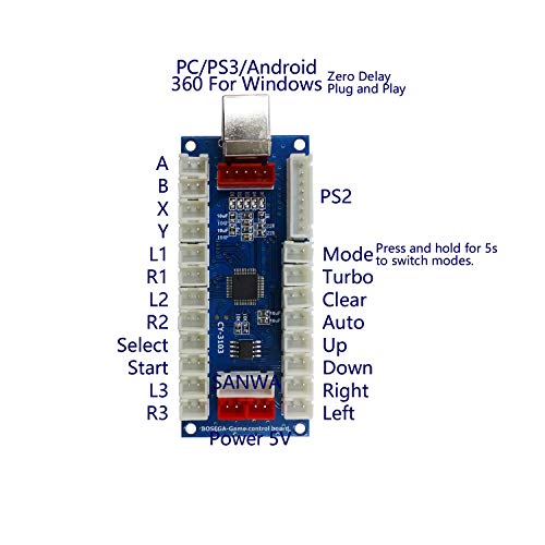 SJ@JX SJJX Arcade Controller Zero Delay Encoder PCB Board Arcade DIY Kit Joystick Button 5V Power for PC Raspberry Pi Android PS2 PS3 - Image 3
