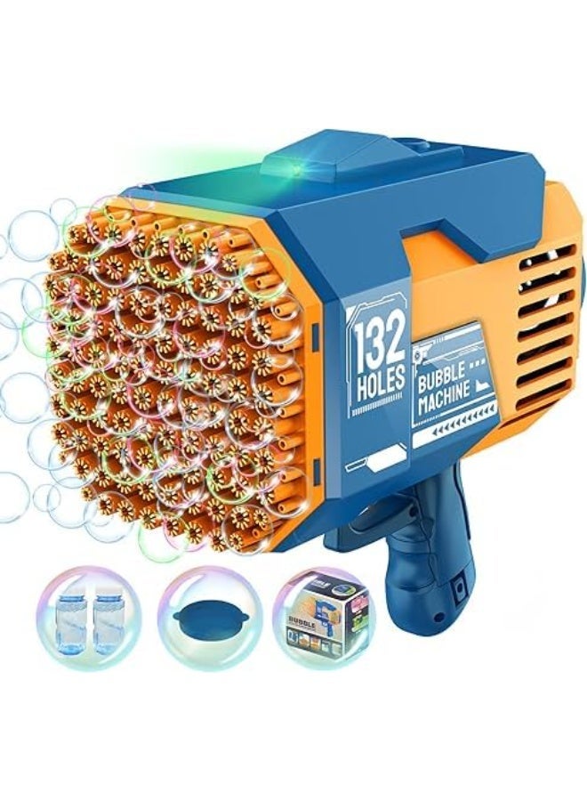 SNAPTRON 132-Hole Bubble Machine Gun with Rocket Launcher Design – Colorful Light-Up Foam Blaster & Bubble Blower, Outdoor Party Toy for Toddlers & Kids, Fun Gift for Boys & Girls (Blue) - Image 1