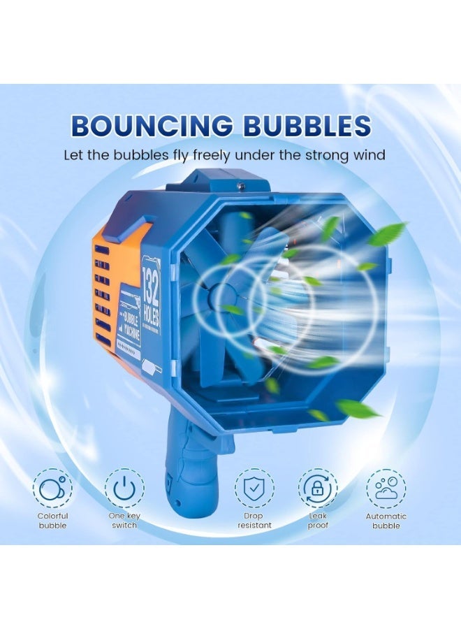 SNAPTRON 132-Hole Bubble Machine Gun with Rocket Launcher Design – Colorful Light-Up Foam Blaster & Bubble Blower, Outdoor Party Toy for Toddlers & Kids, Fun Gift for Boys & Girls (Blue) - Image 5