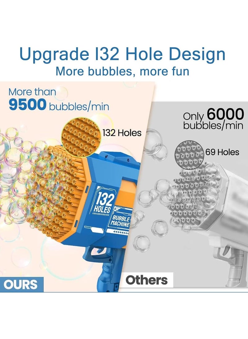 SNAPTRON 132-Hole Bubble Machine Gun with Rocket Launcher Design – Colorful Light-Up Foam Blaster & Bubble Blower, Outdoor Party Toy for Toddlers & Kids, Fun Gift for Boys & Girls (Blue) - Image 4