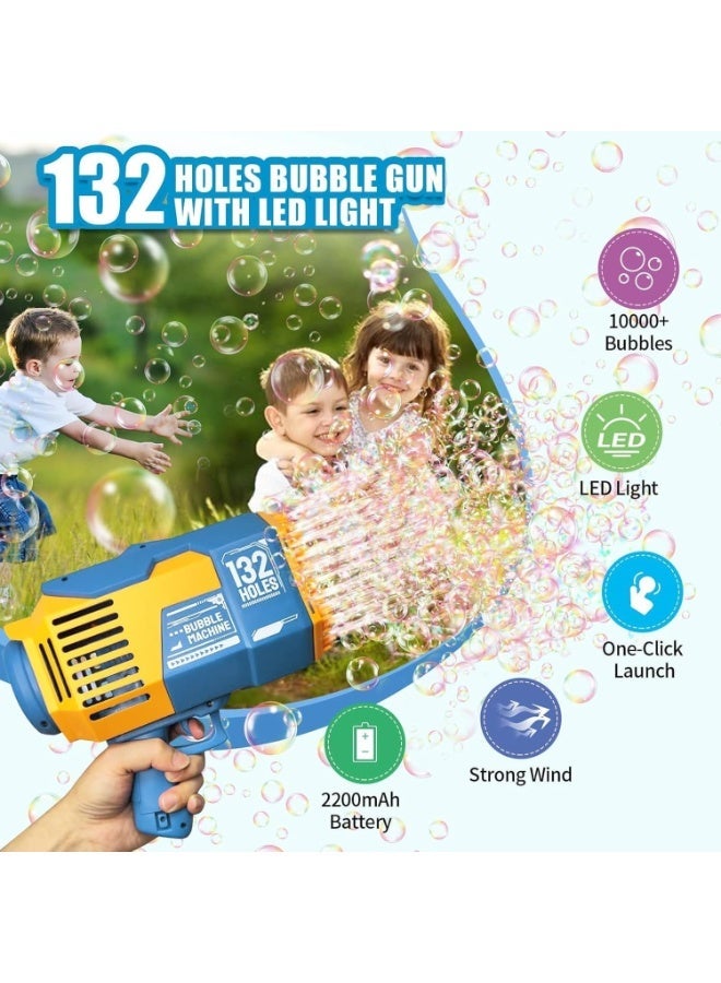 SNAPTRON 132-Hole Bubble Machine Gun with Rocket Launcher Design – Colorful Light-Up Foam Blaster & Bubble Blower, Outdoor Party Toy for Toddlers & Kids, Fun Gift for Boys & Girls (Blue) - Image 2