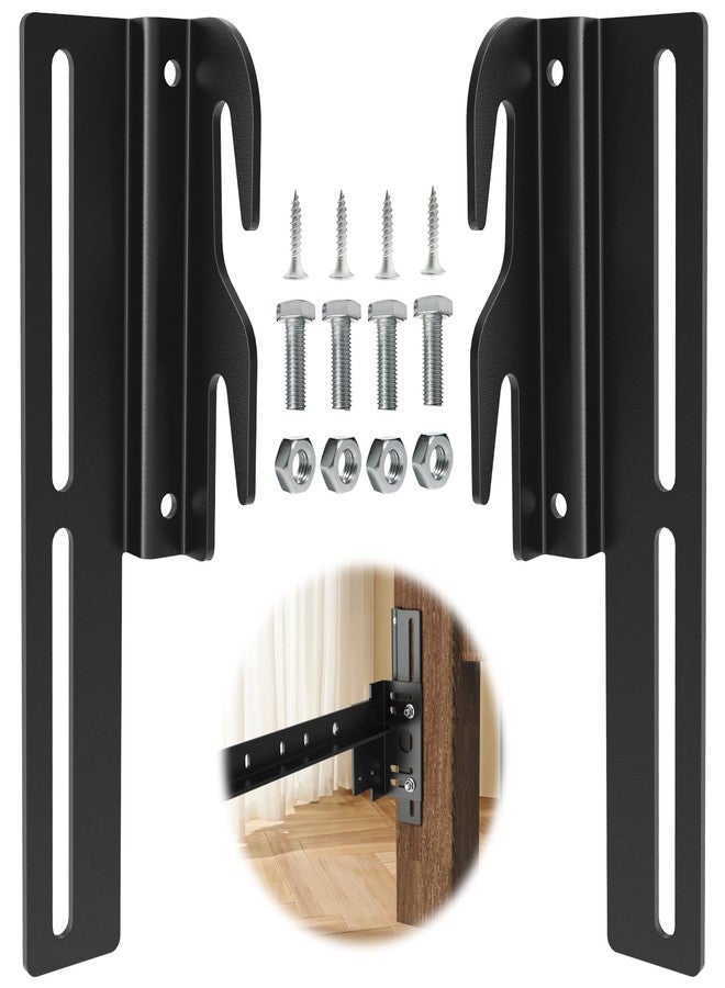 Yuleimy 2Pcs#711 Bed Frame Bolt-On to Hook-On Conversion Brackets for Headboard with Hardware,Hook on Bed Rails Brackets,Extra Heavy Duty Hook Plate Adapter,Headboard Attachment Kit,Black - Image 1