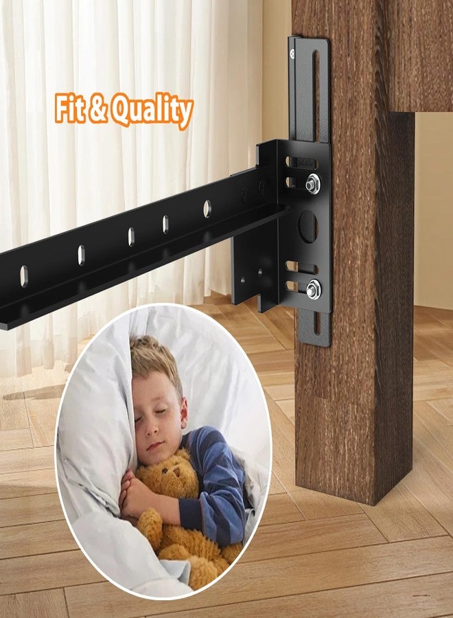 Yuleimy 2Pcs#711 Bed Frame Bolt-On to Hook-On Conversion Brackets for Headboard with Hardware,Hook on Bed Rails Brackets,Extra Heavy Duty Hook Plate Adapter,Headboard Attachment Kit,Black - Image 5