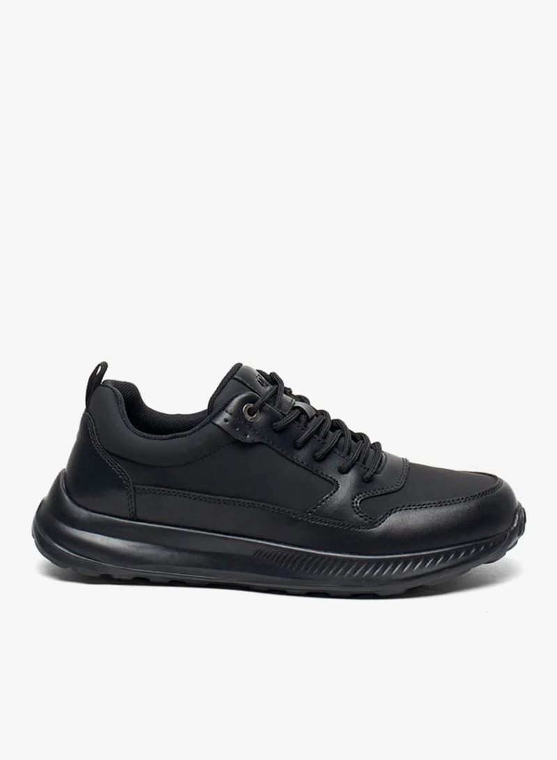 Men's Solid Sneakers with Lace-Up Closure