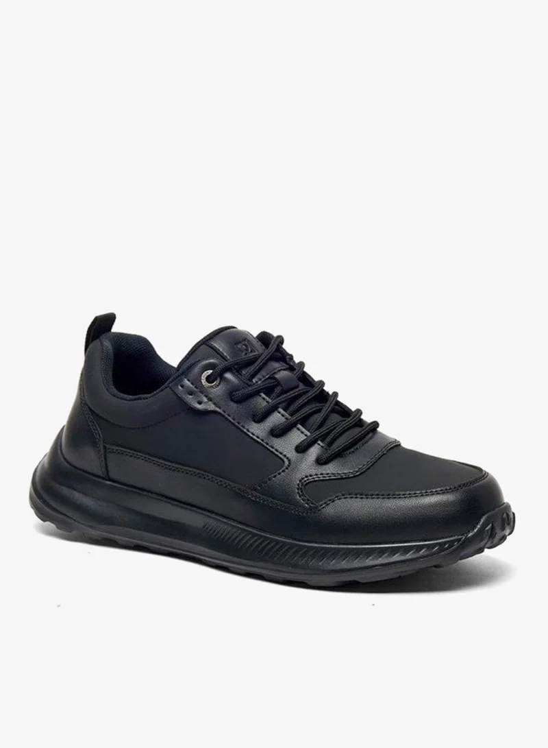 DUCHINI Men's Solid Sneakers with Lace-Up Closure