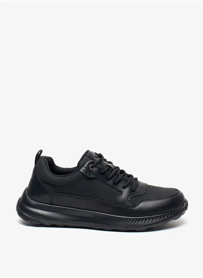 DUCHINI Men's Solid Sneakers with Lace-Up Closure