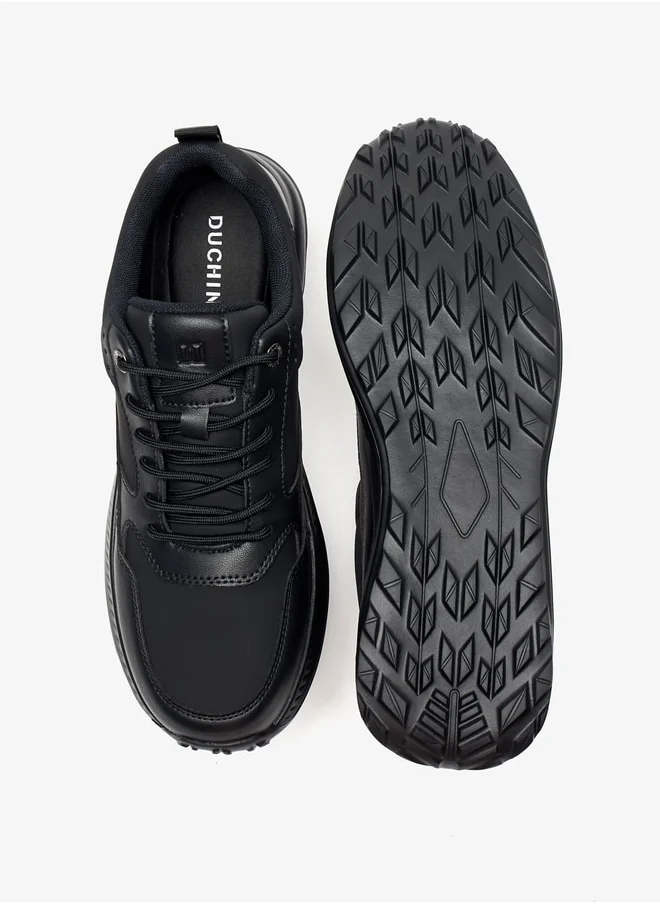 DUCHINI Men's Solid Sneakers with Lace-Up Closure