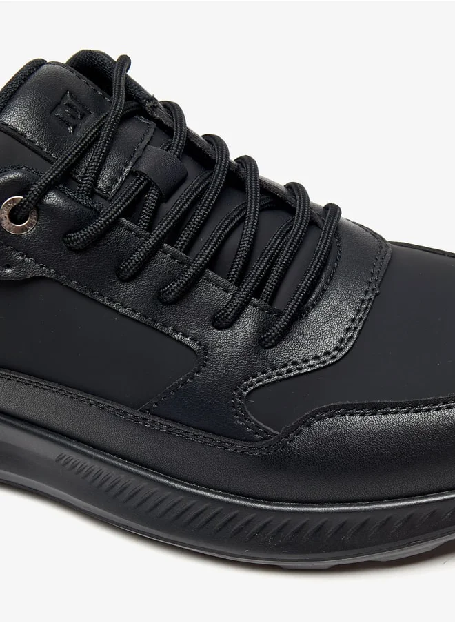 DUCHINI Men's Solid Sneakers with Lace-Up Closure