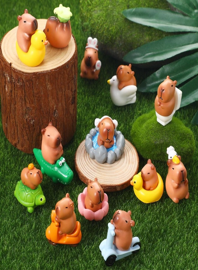 GGSTDDUP 25 Pcs Mini Capybara Figures Set Cute Capybara Figurine Mini Resin Capybaras Resin Animals Miniature Figurines Tiny Animals for Garden Landscape Dollhouse Tabletop Cake Toppers Party Decor - Image 4