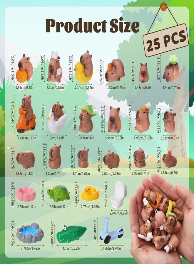 GGSTDDUP 25 Pcs Mini Capybara Figures Set Cute Capybara Figurine Mini Resin Capybaras Resin Animals Miniature Figurines Tiny Animals for Garden Landscape Dollhouse Tabletop Cake Toppers Party Decor - Image 2
