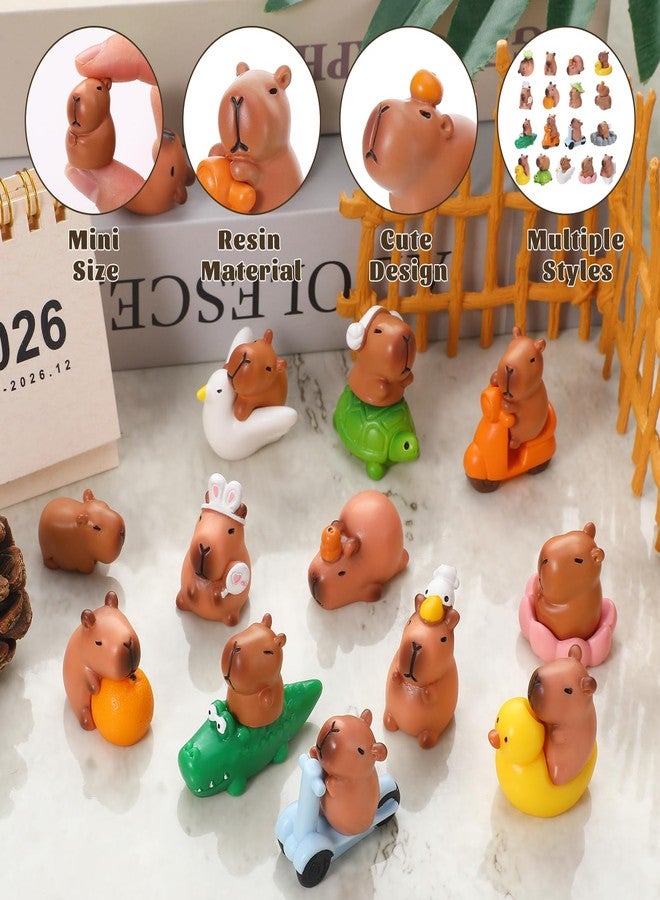 GGSTDDUP 25 Pcs Mini Capybara Figures Set Cute Capybara Figurine Mini Resin Capybaras Resin Animals Miniature Figurines Tiny Animals for Garden Landscape Dollhouse Tabletop Cake Toppers Party Decor - Image 3