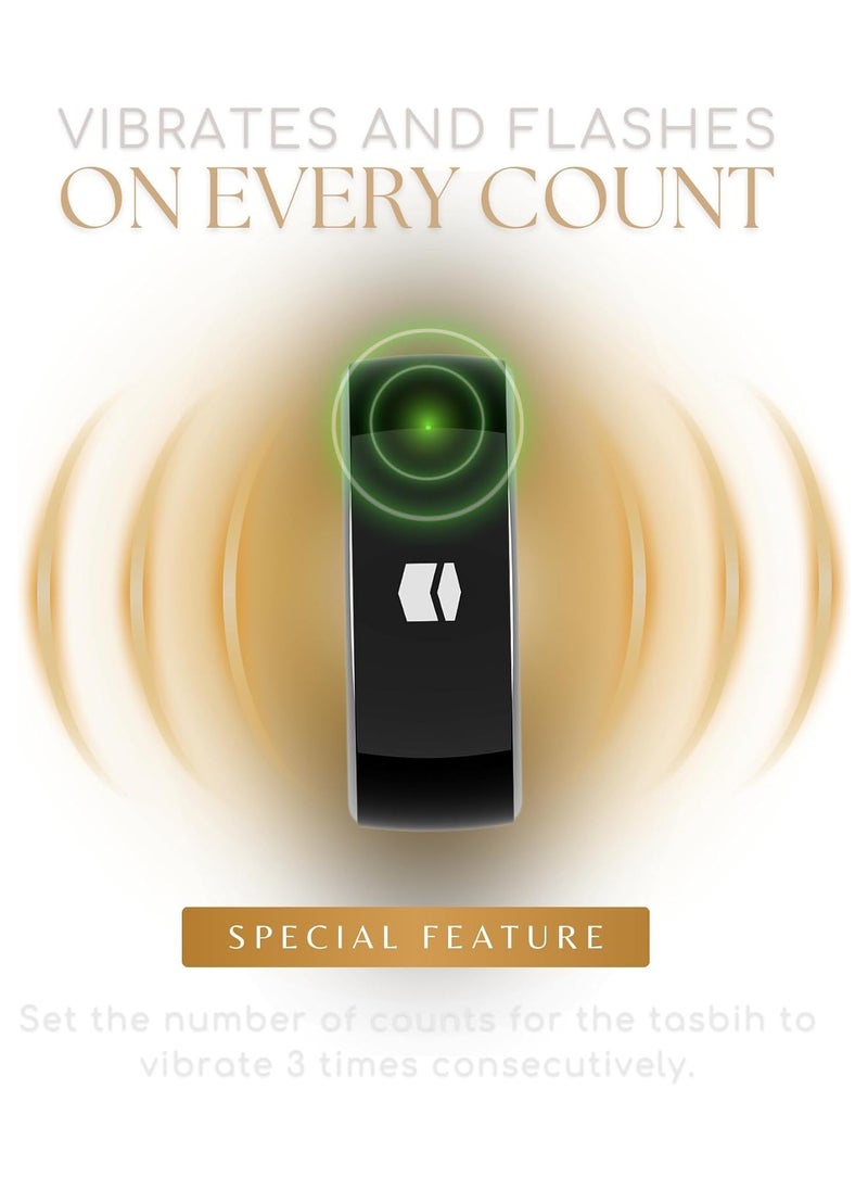 Tasbeeh - Smart Zikr Ring - Modern Tasbeeh Counter with Bluetooth Connectivity, Size 18 - Image 1