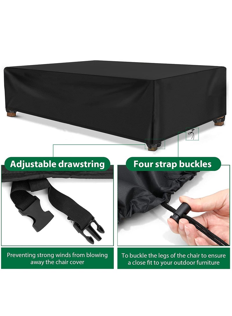انفوسن غطاء اثاث خارجي مقاوم للماء شديد التحمل 420D ، واقي اريكة الفناء مقاوم للغبار والاشعة فوق البنفسجية، غطاء طاولة وكرسي سميك للغاية ومتين - غطاء كنب خارجي - غطاء جلسات خارجية - لجميع الاحوال الجوية للاستخدام الخارجي -اغطية كراسي جلسة خارجية - غطاء جلسه خارجيه - أسود - Image 3