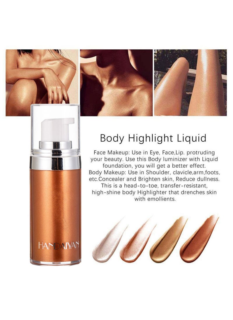 Handaiyan - Body Shimmer Liquid Highlighter Oil 4 Pcs Set,Brighten Glow Glitter Waterproof Moisturising Smooth Makeup Lotion Bronzer Illuminate Luminizer Gold Beach Foundation Non-sticky Dry for Face And Body - Image 1