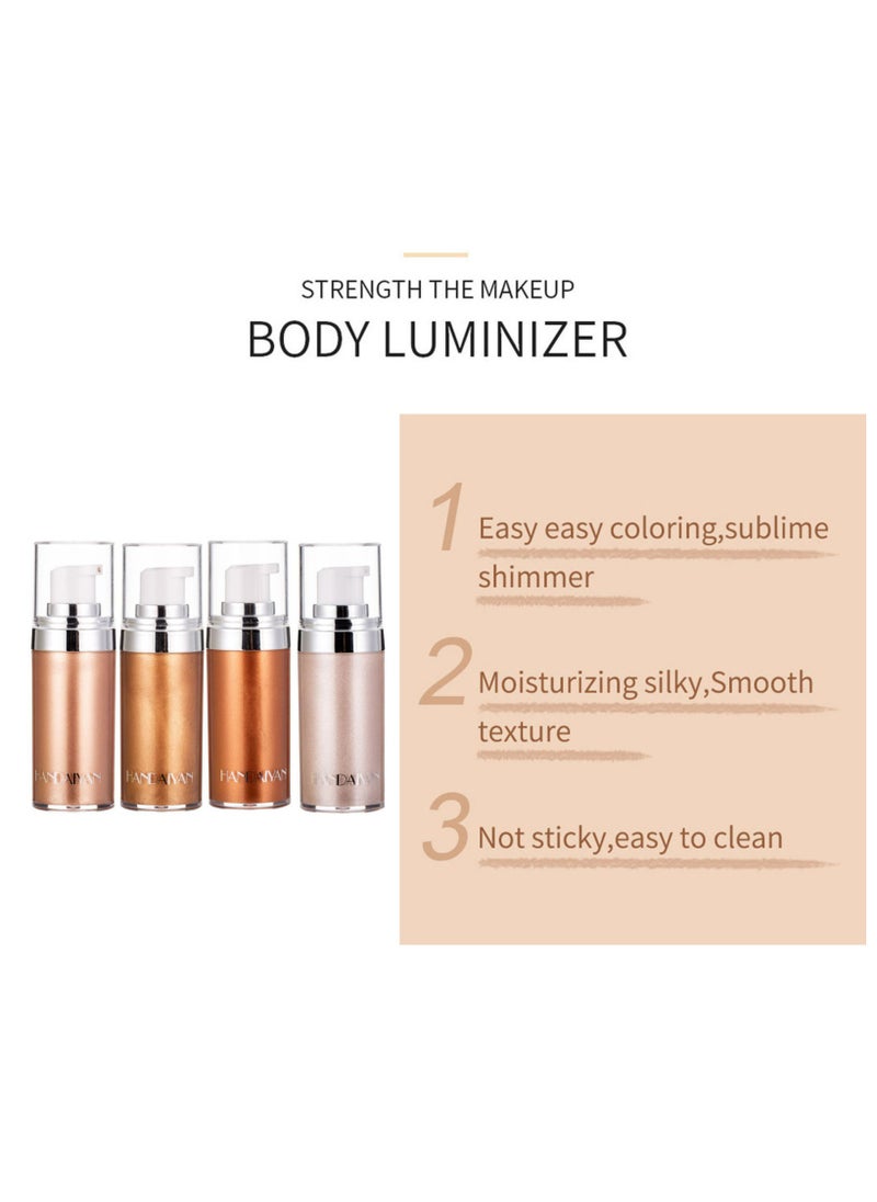 Handaiyan - Body Shimmer Liquid Highlighter Oil 4 Pcs Set,Brighten Glow Glitter Waterproof Moisturising Smooth Makeup Lotion Bronzer Illuminate Luminizer Gold Beach Foundation Non-sticky Dry for Face And Body - Image 1