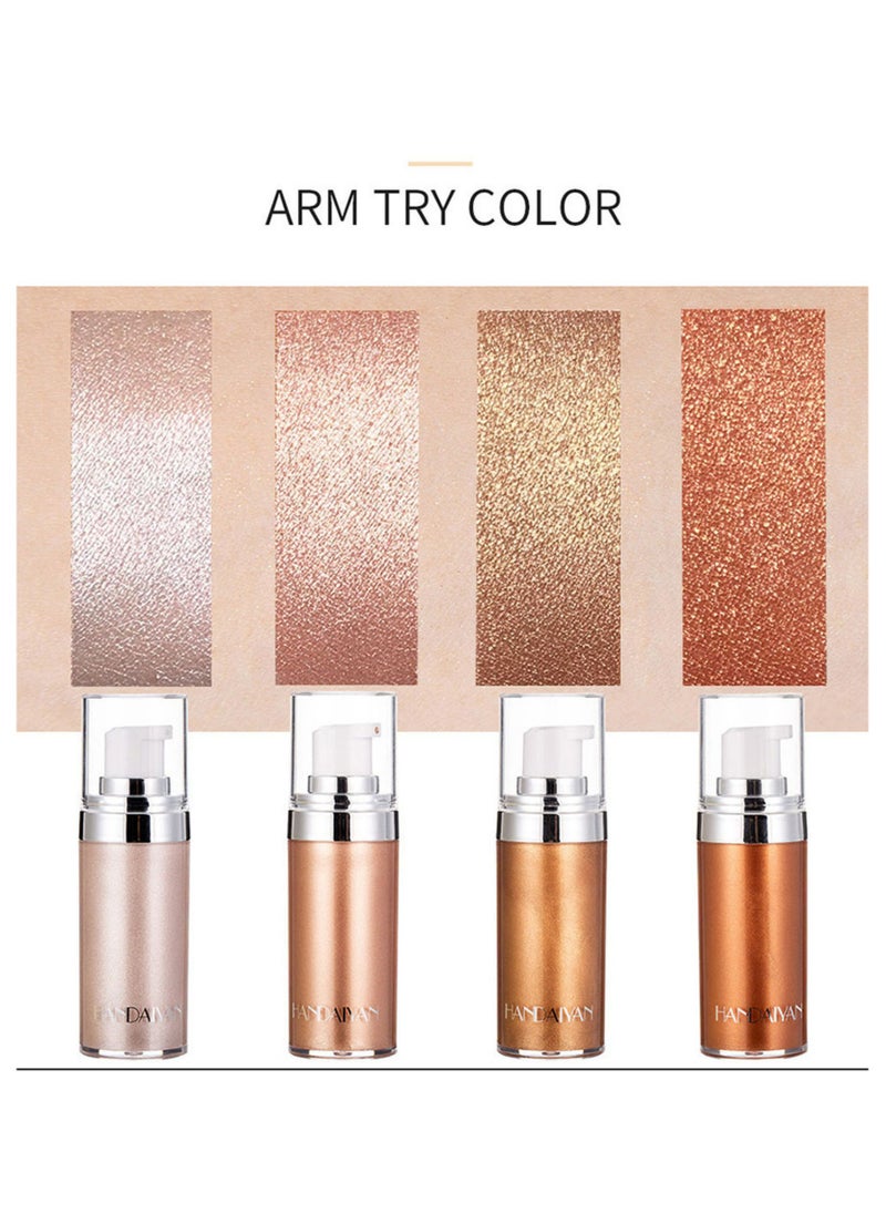 Handaiyan - Body Shimmer Liquid Highlighter Oil 4 Pcs Set,Brighten Glow Glitter Waterproof Moisturising Smooth Makeup Lotion Bronzer Illuminate Luminizer Gold Beach Foundation Non-sticky Dry for Face And Body - Image 1