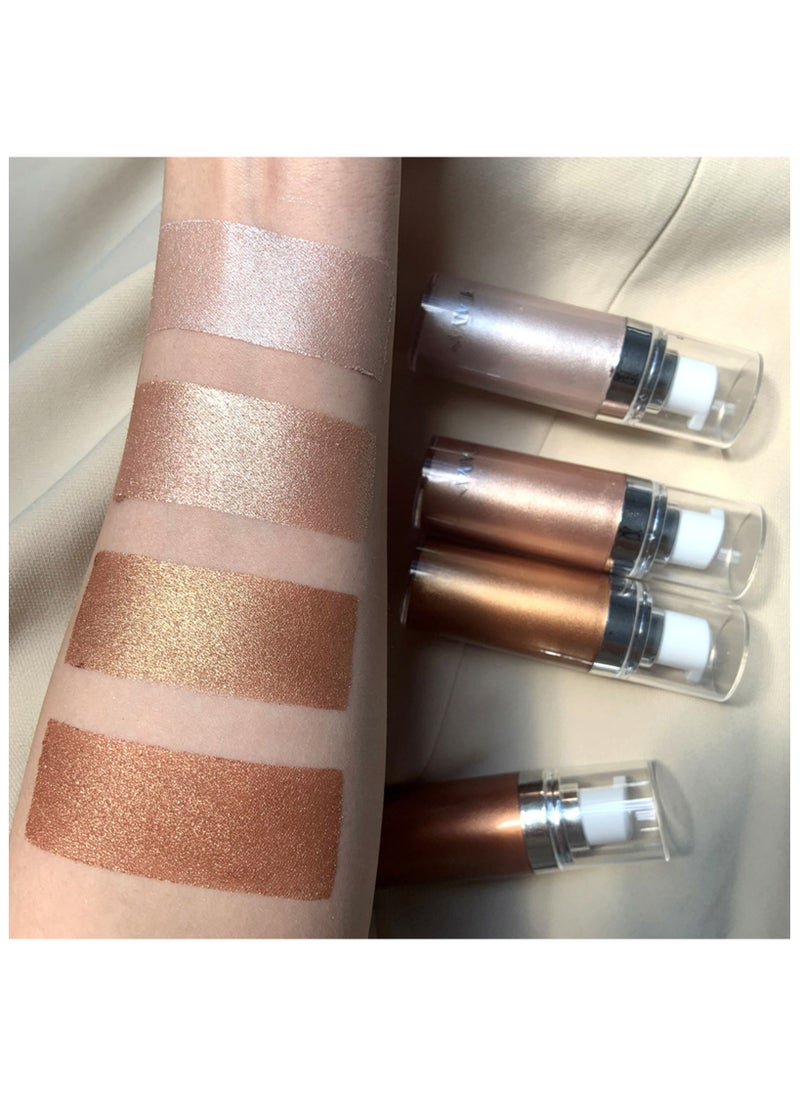 Handaiyan - Body Shimmer Liquid Highlighter Oil 4 Pcs Set,Brighten Glow Glitter Waterproof Moisturising Smooth Makeup Lotion Bronzer Illuminate Luminizer Gold Beach Foundation Non-sticky Dry for Face And Body - Image 1