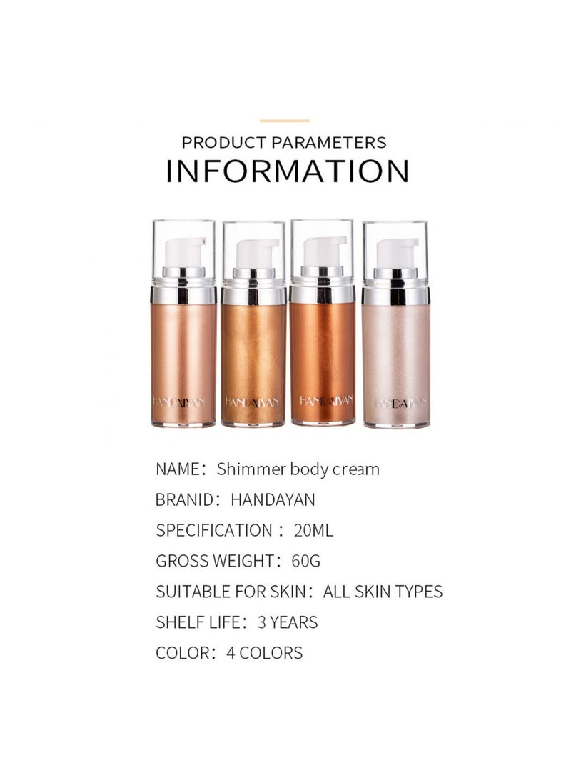 Handaiyan - Body Shimmer Liquid Highlighter Oil 4 Pcs Set,Brighten Glow Glitter Waterproof Moisturising Smooth Makeup Lotion Bronzer Illuminate Luminizer Gold Beach Foundation Non-sticky Dry for Face And Body - Image 1